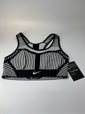 Nike Womens Black and White Fly Knit High Support Sports Bra Size XS